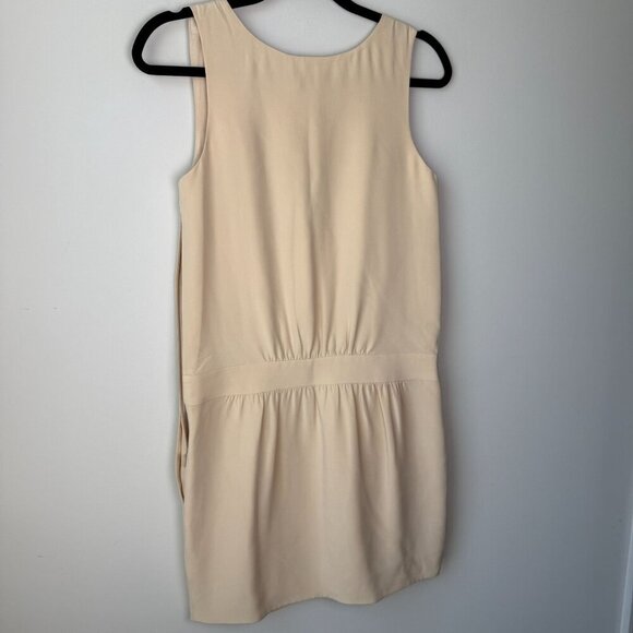 J. Crew Dress 100% Silk Drop Waist Faux Wrap Cream Sz 2 Holiday Minimalist - Picture 4 of 8